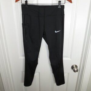 Nike Women's Small Tights Power Full Length Zip Pocket Tight Fit Triple Black